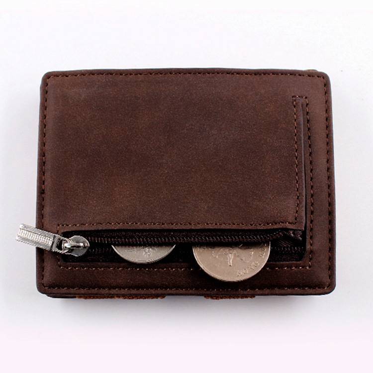 Retro Brown Polyester Leather Wallet with Crazy Horse Detail - for Wild West Spending crazy horse leather wallet