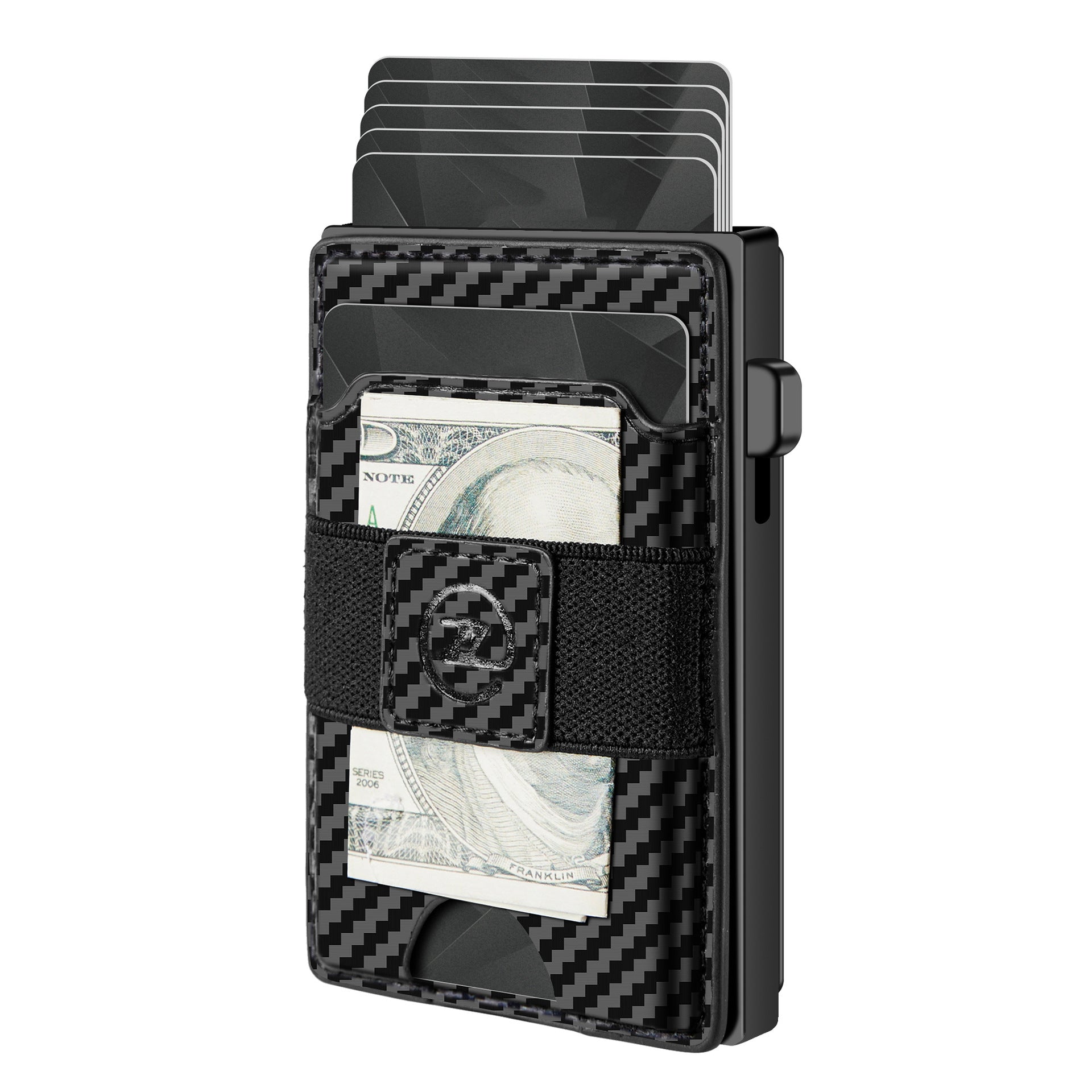 Retro Carbon Fiber Pattern RFID Blocking Wallet with Solid Color Lining - Teleplus rfid blocking wallet retro carbon