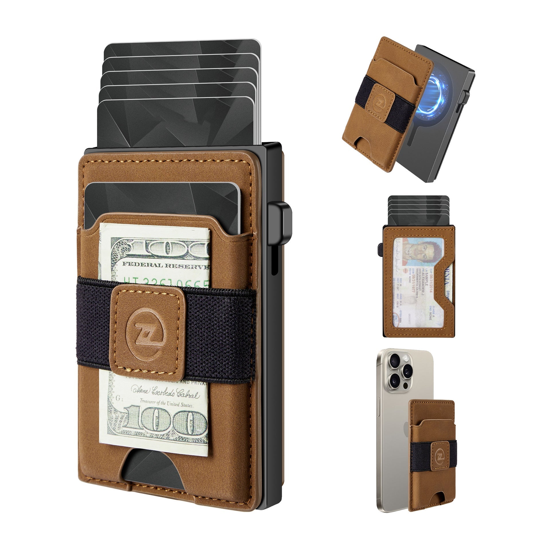 Retro Carbon Fiber Pattern RFID Blocking Wallet with Solid Color Lining - Teleplus rfid blocking wallet retro carbon