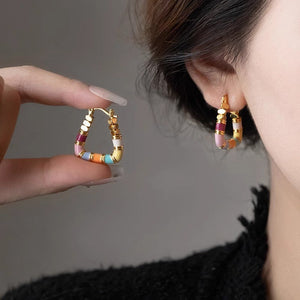 Retro Colorful Ear Clip with Dripping Oil Design for Women in United States - Drip With Style Fashion united states chf