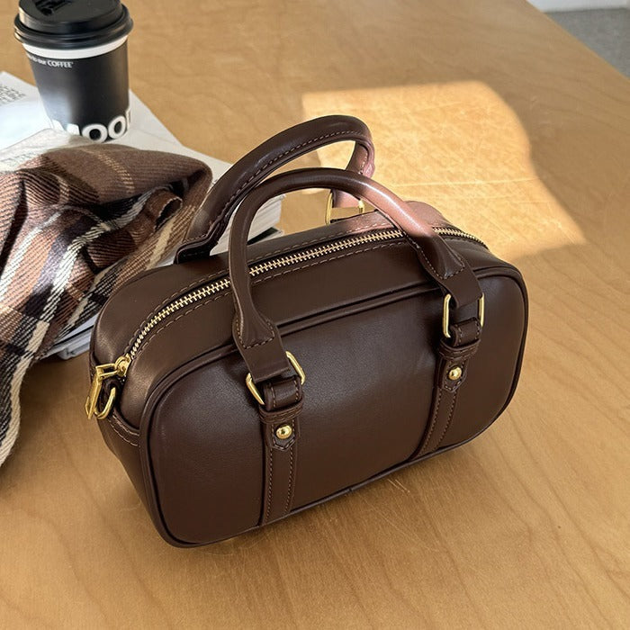 Retro Commuter Bowling Bag with Polyester Lining and Soft PU Outer Material - retro commuter bowling bag