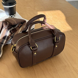 Retro Commuter Bowling Bag with Polyester Lining and Soft PU Outer Material - retro commuter bowling bag