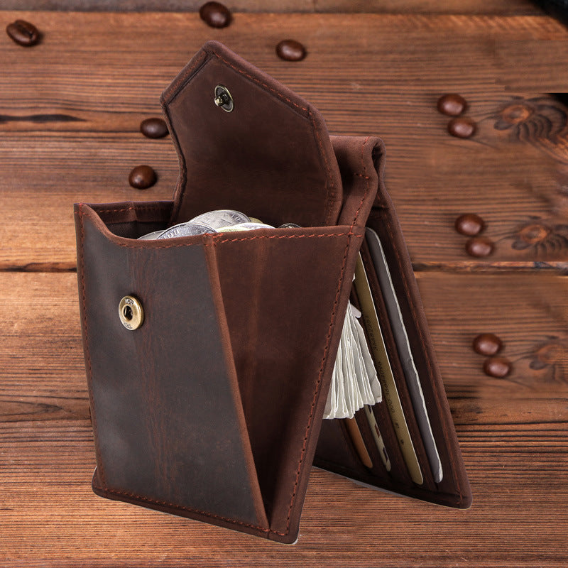 Retro Crazy Horse Cowhide Card Bag with RFID Protection for the United States - Style Mavericks united states chf crazy