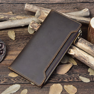 Retro Crazy Horse Leather Wallet Made from Genuine Cowhide in the United States - for Stylish Men on Go retro crazy