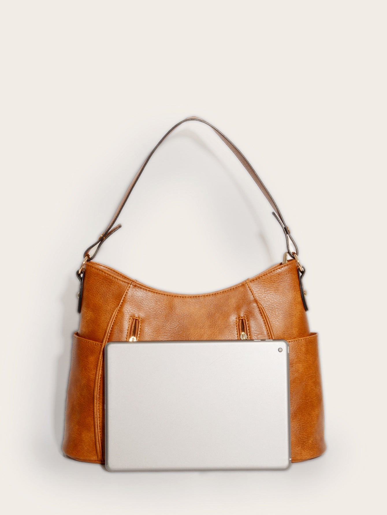 Retro Double Zipper Shoulder Bag with Tassel and Portable Design - Teleplus retro double zipper tassel portable