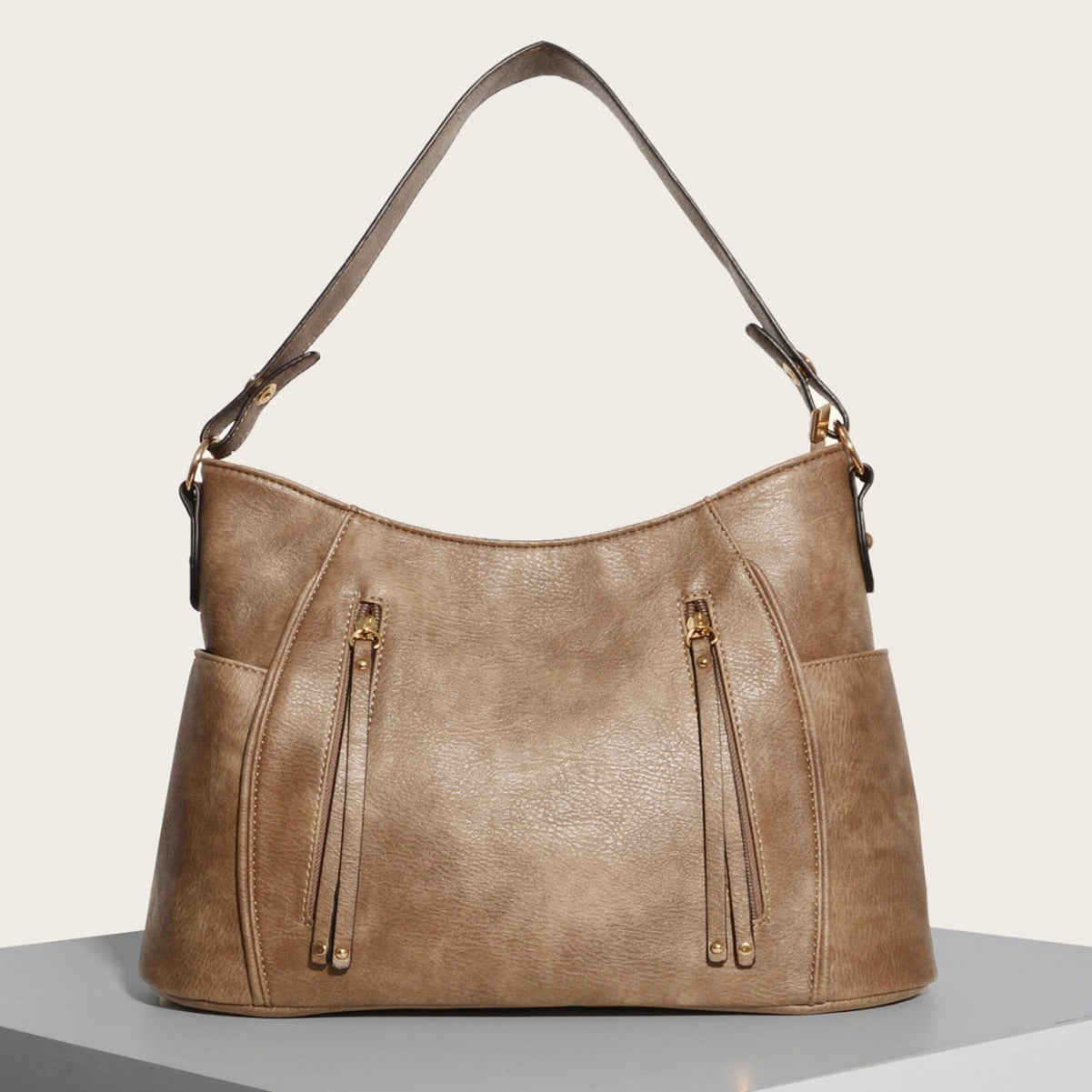 Retro Double Zipper Shoulder Bag with Tassel and Portable Design - Teleplus retro double zipper tassel portable