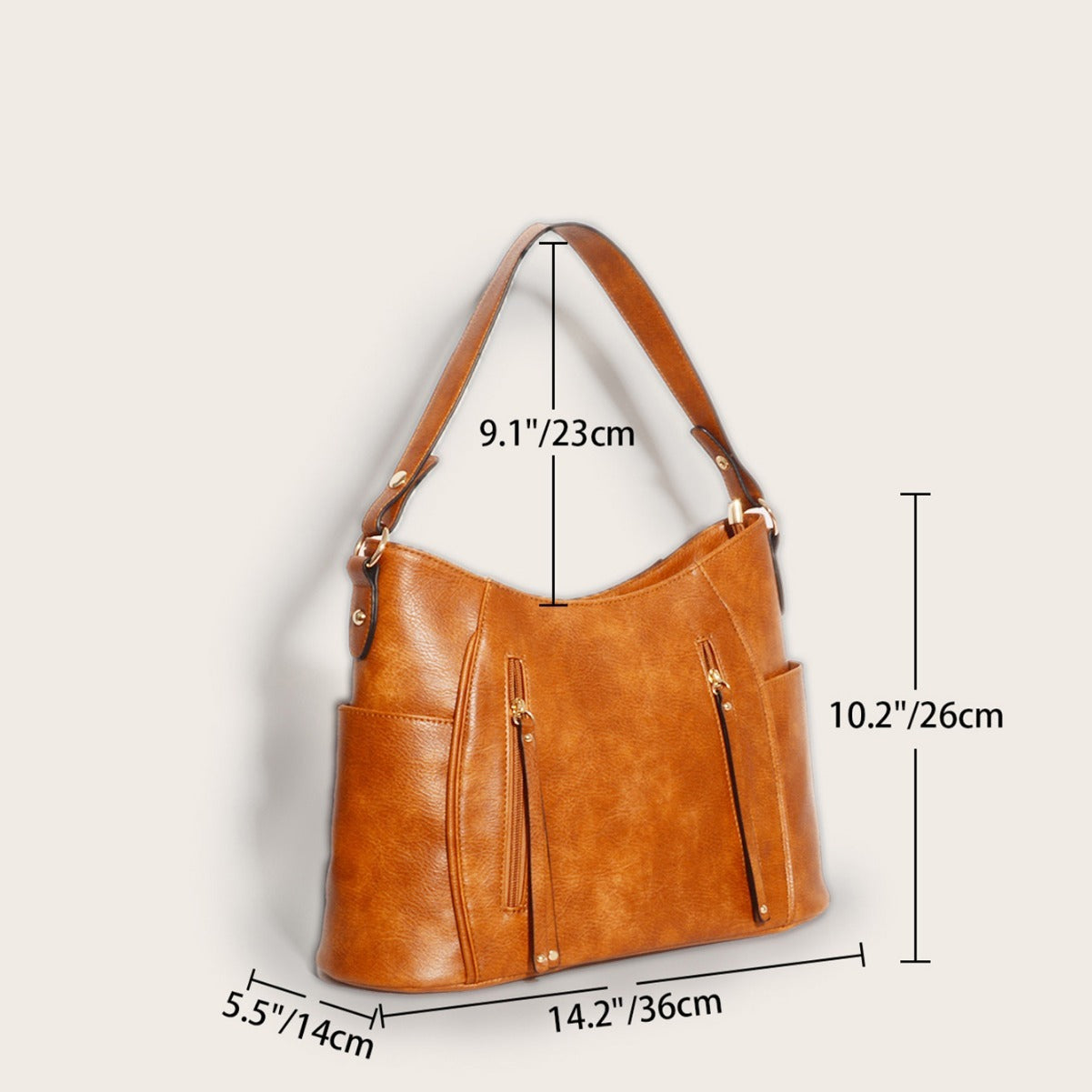 Retro Double Zipper Shoulder Bag with Tassel and Portable Design - Teleplus retro double zipper tassel portable