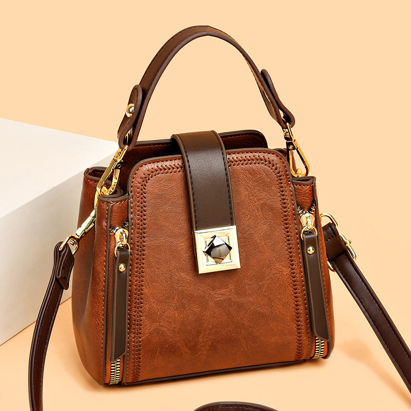 Retro Easy Matching Textured Handbag with Sandwich Pocket in Multiple Colors - Teleplus retro easy matching soft