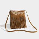 Retro Embroidered Small Square Suitcase with Texture Matte Tassel - Teleplus retro embroidered small square texture