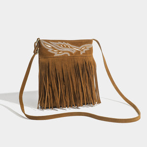 Retro Embroidered Small Square Suitcase with Texture Matte Tassel - Teleplus retro embroidered small square texture