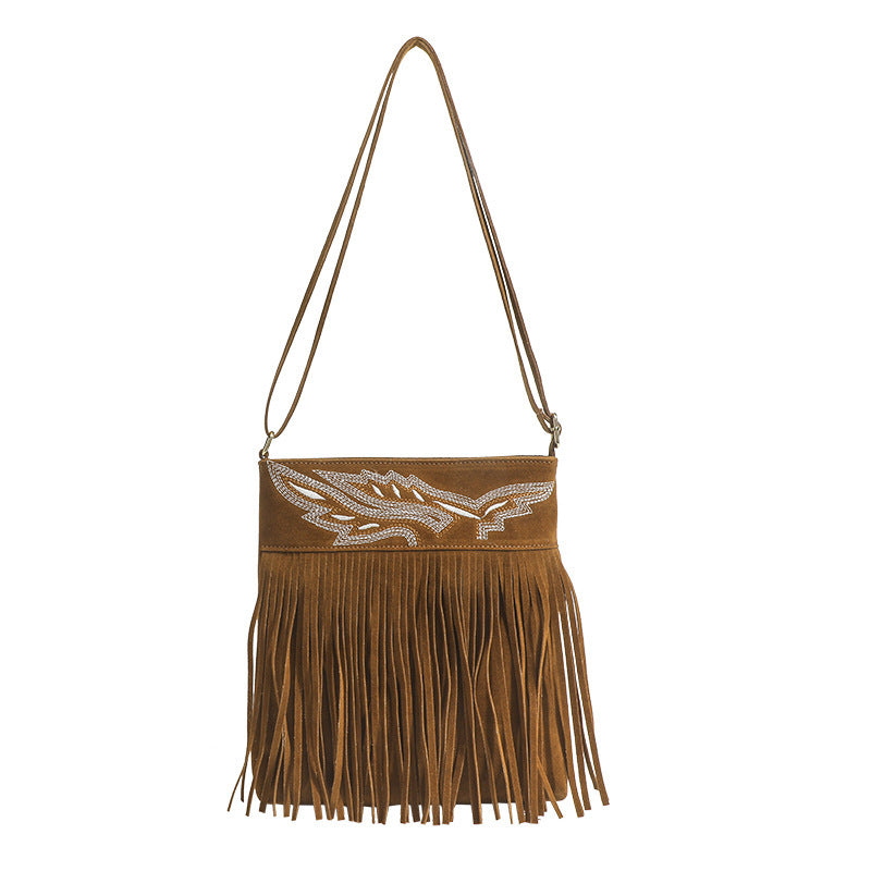 Retro Embroidered Small Square Suitcase with Texture Matte Tassel - Teleplus retro embroidered small square texture