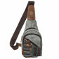Retro Embroidery Travel Canvas Chest Bag with Geometric Pattern and Anti-Theft Design - retro embroidery travel canvas