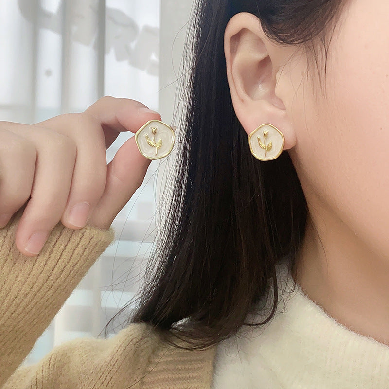 Electroplated Tulip Ear Studs and Clips in Alloy for US Market CHF - Earrings That Blossom Your Jewelry Box united