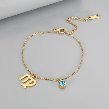 Retro Fashion Constellation Bracelet Inlaid With Blue Zircon - Retro Fashion Constellation Bracelet with Blue Zircon