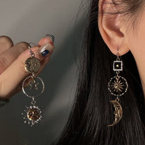 Electroplated Asymmetric Sunflower Ear Cuffs for Women in the United States - Rock Earrings Cosmic Vibes united states