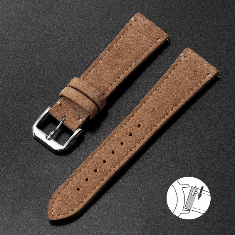 Retro French Suede Leather Watch Strap with Quick Release for 20mm and 22mm Watches - Band Fun suede leather strap