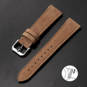 Retro French Suede Leather Watch Strap with Quick Release for 20mm and 22mm Watches - Band Fun suede leather strap
