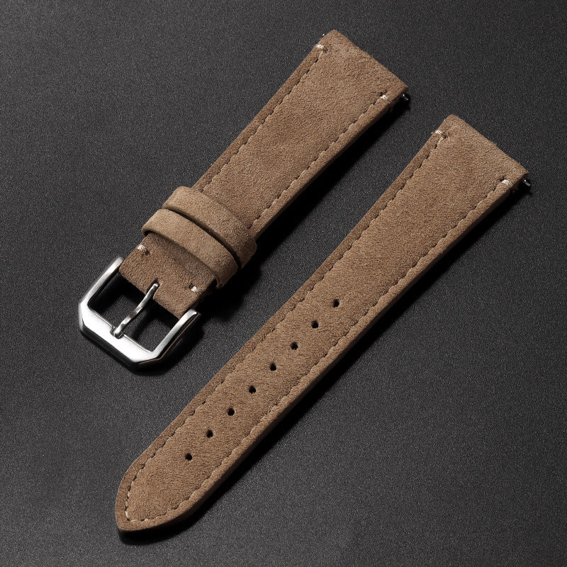 Retro French Suede Leather Watch Strap with Quick Release for 20mm and 22mm Watches - Band Fun suede leather strap
