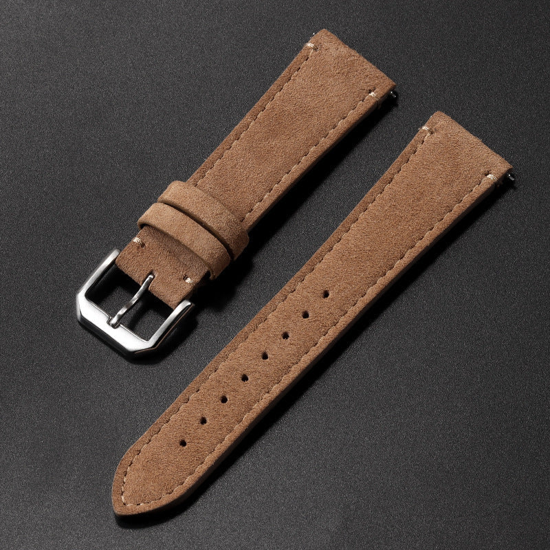 Retro French Suede Leather Watch Strap with Quick Release for 20mm and 22mm Watches - Band Fun suede leather strap