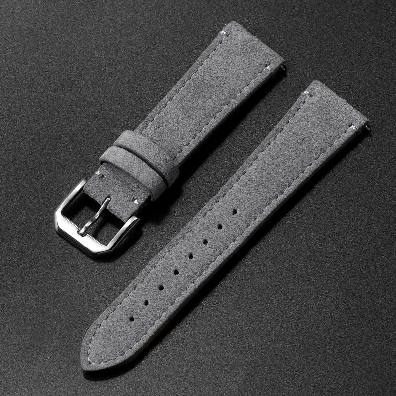 Retro French Suede Leather Watch Strap with Quick Release for 20mm and 22mm Watches - Band Fun suede leather strap