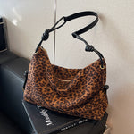 Retro Frosted Leather Maillard Crossbody Bag with Leopard Print and Varied Colors - Teleplus retro frosted leather