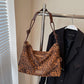 Retro Frosted Leather Maillard Crossbody Bag with Leopard Print and Varied Colors - Teleplus retro frosted leather