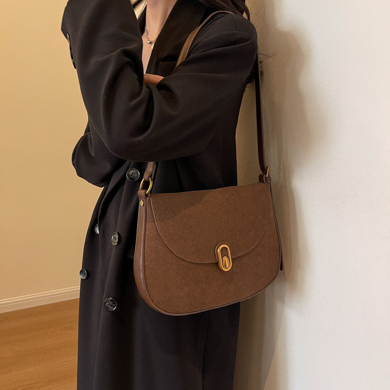 Retro Frosted Saddle Bag for Autumn Casual Daily - Teleplus retro frosted saddle bag autumn