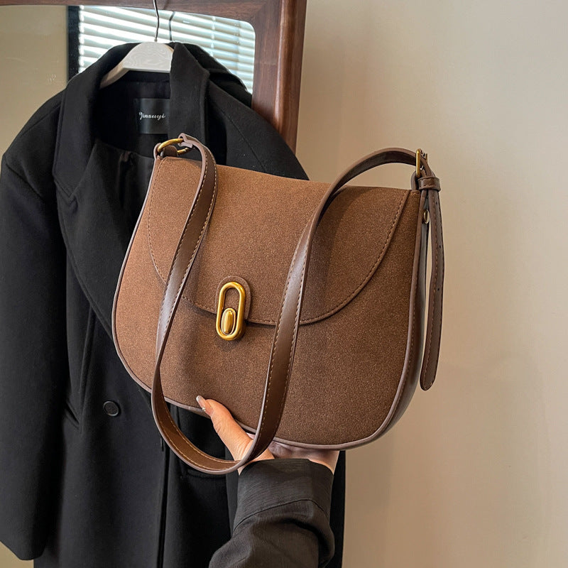 Retro Frosted Saddle Bag for Autumn Casual Daily - Teleplus retro frosted saddle bag autumn