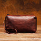Men’s Dark Brown Vegetable Tanned Leather Wallet for Business Travel in the United States - Retro Hand-rub Color