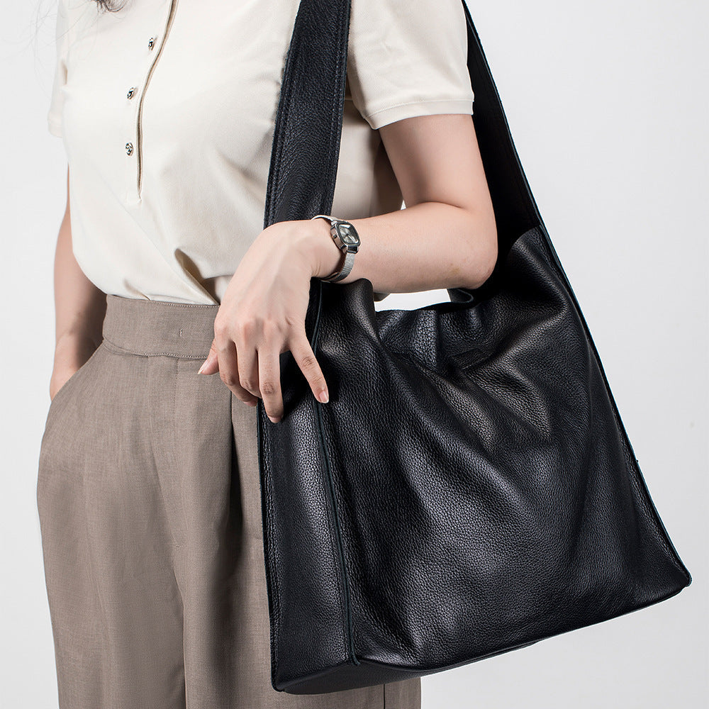 Retro Large Capacity Shoulder Crossbody Bag in Genuine Cowhide Leather - Teleplus retro large capacity shoulder