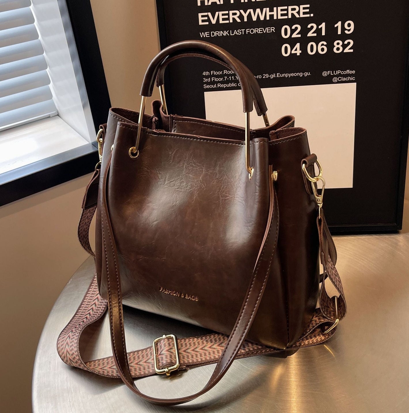 Retro Large Capacity tote bag casual with double shoulder crossbody strap - Teleplus Tote Bag Casual Crossbody retro