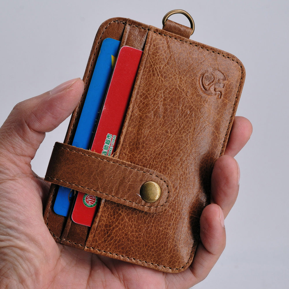 Retro Leather Card Holder Clip in European Cow for US and CHF Markets - Chic Oil Wax Cases Stylish Lives united states