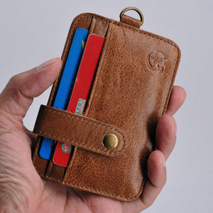 Retro Leather Card Holder Clip in European Cow for US and CHF Markets - Chic Oil Wax Cases Stylish Lives united states