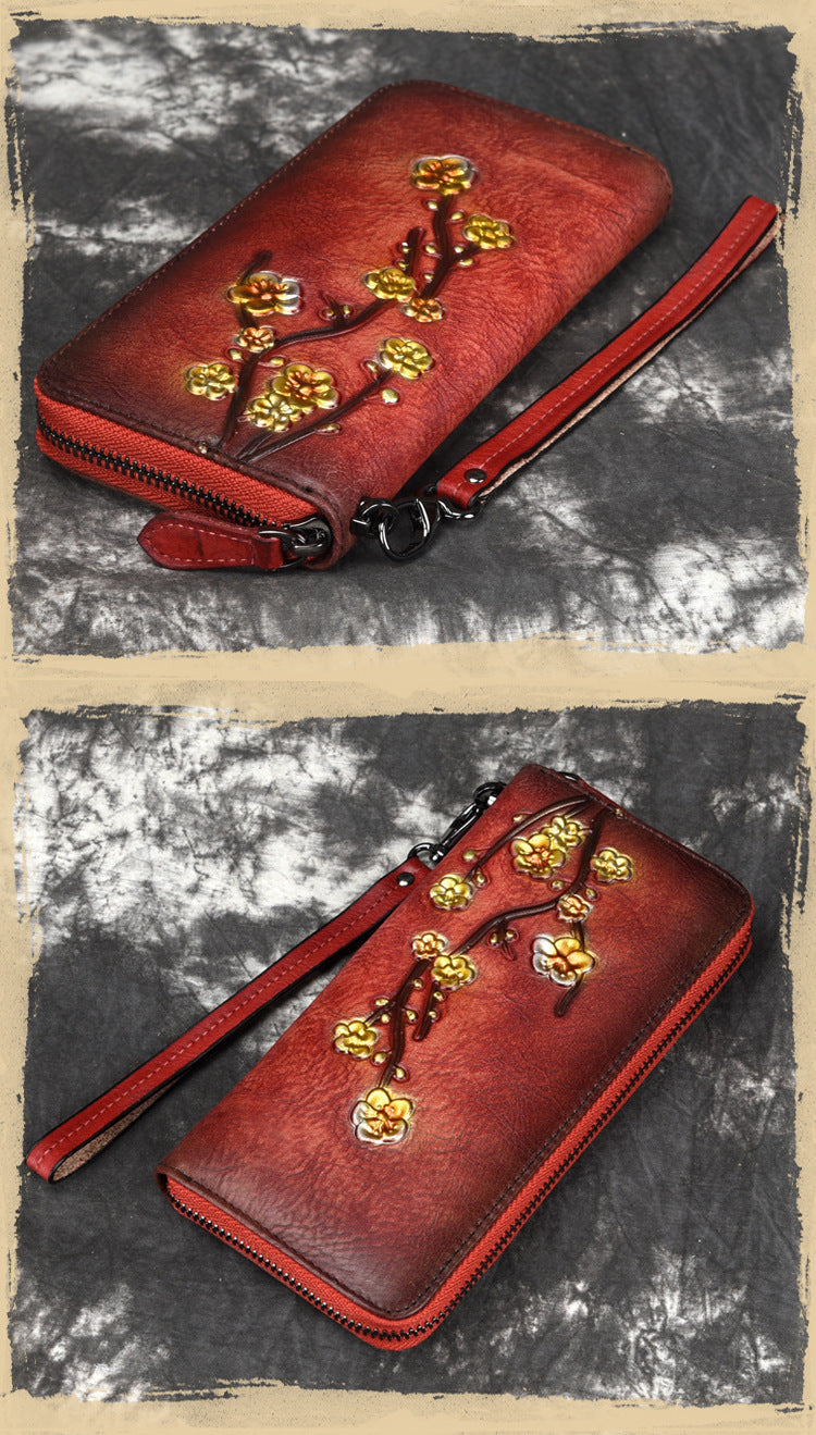 Retro Leather Wallet in Genuine Layer Cowhide for Women the United States - Stylish Card Hoarders united states chf