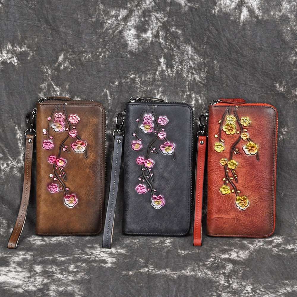 Retro Leather Wallet in Genuine Layer Cowhide for Women the United States - Stylish Card Hoarders united states chf