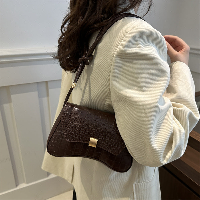 Retro Lock Simple Square Shoulder Bag in Multiple Colors - Teleplus Various trendy retro lock simple square shoulder bag