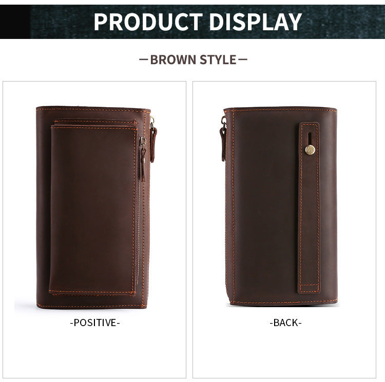 Retro Men’s Leather Clutch with Phone Wallet and Hand Held Design - Hand-held Mobile for the Plus-sized Guy mobile