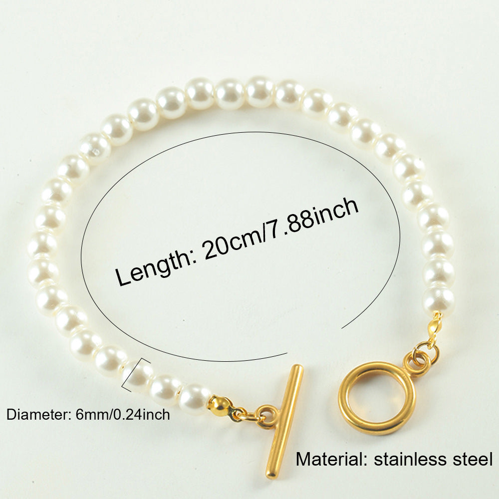 Retro OT Buckle Pearl Bracelet Women’s Fashion Design - Retro OT Buckle Pearl Bracelet for Women