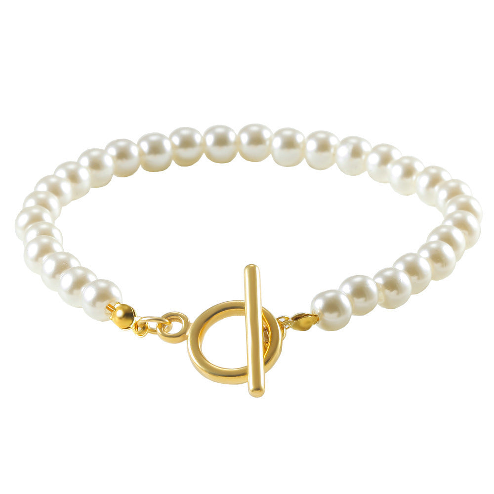 Retro OT Buckle Pearl Bracelet Women’s Fashion Design - Retro OT Buckle Pearl Bracelet for Women