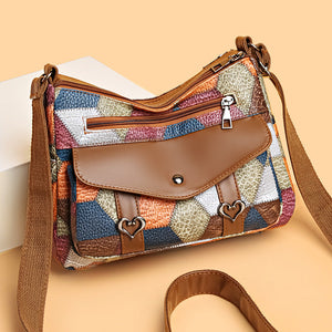 Retro Patchwork Contrast Shoulder Bag with Soft PU Design - Teleplus retro patchwork contrast color shoulder bag