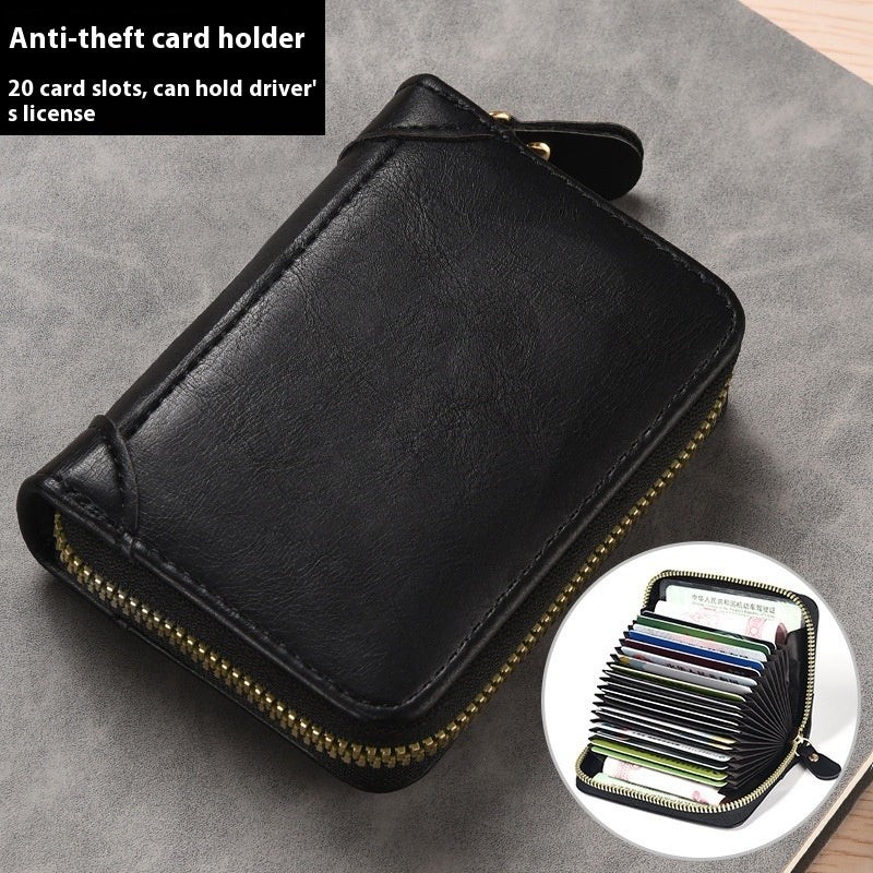 Retro PU Leather Card Holder with Multiple Slots for Men and Women - Teleplus