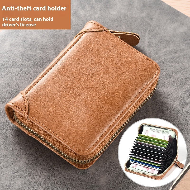 Retro PU Leather Card Holder with Multiple Slots for Men and Women - Teleplus
