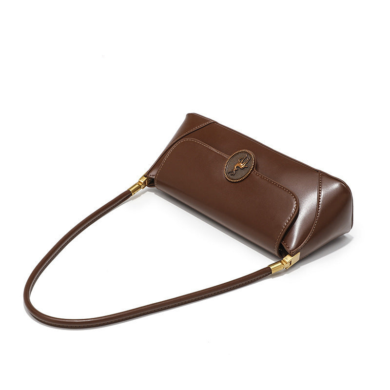 Retro PU Leather Shoulder Bag for Women with Soft Lining and Sandwich Pocket