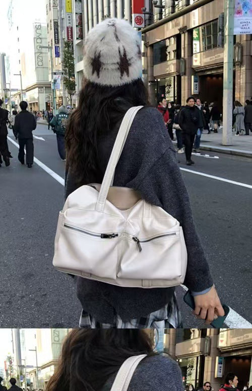 Retro PU Leather Tote Bag European American Shoulder Handbag Large Capacity - Teleplus