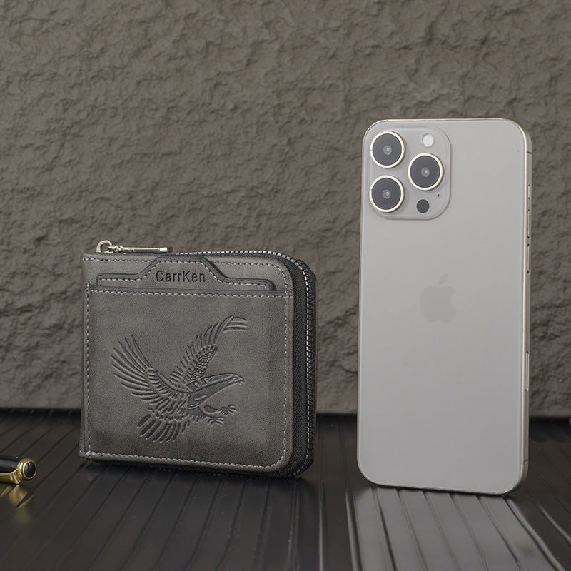 Retro PU Leather Wallet for Men RFID Blocking Bifold Slim Card Holder