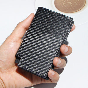 Retro PU Metal Wallet with Carbon Fiber Pattern for Men in the United States - That Holds More Than Your Secrets united