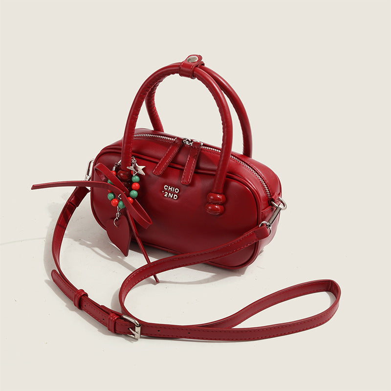 Retro Red Plaid Pillow Portable Shoulder Messenger Bag with Three-Dimensional Pocket - Teleplus red plaid pillow