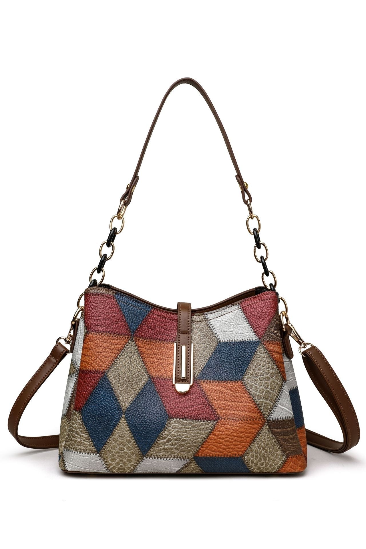 Retro Shoulder Messenger Bag Large Capacity PU Suitcase with Irregular Stitching - Teleplus retro shoulder messenger