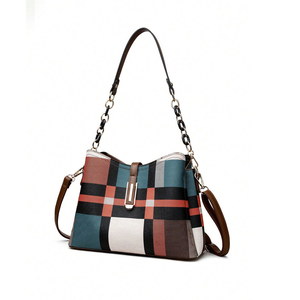 Retro Shoulder Messenger Bag Large Capacity PU Suitcase with Irregular Stitching - Teleplus retro shoulder messenger