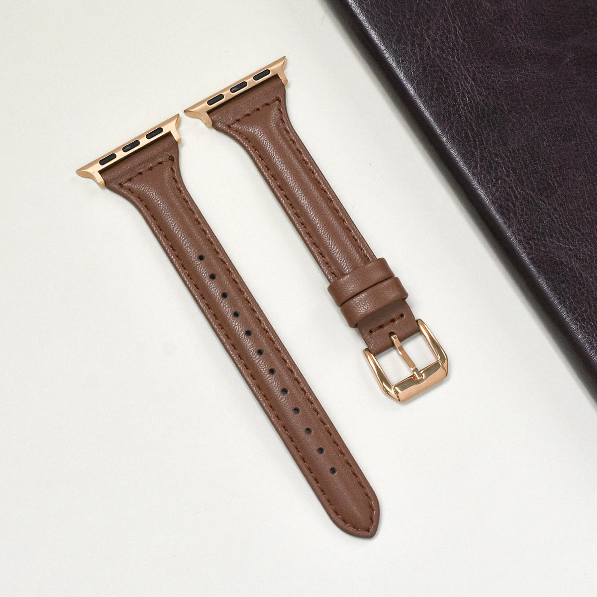 Retro Slim Leather Strap for Apple Watch Non-Apple Brands - Tick Tock in Style with retro slim leather strap